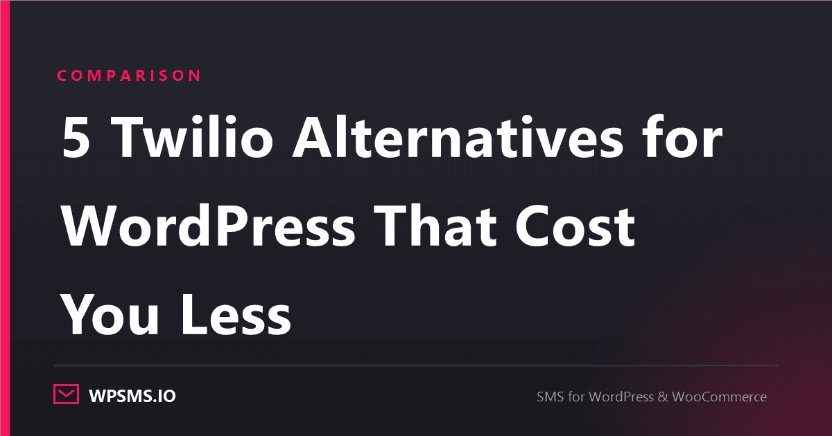 Article cover reading 5 Twilio Alternatives for WordPress That Cost You Less on a dark WPSMS.io card